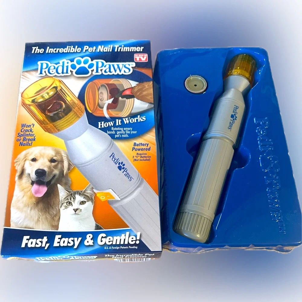 PEDI PAWS DOG PUPPY PET NAIL TRIMMER GRINDER BUFFER SMOOTHER PEDICURE RQ 2C BTRY